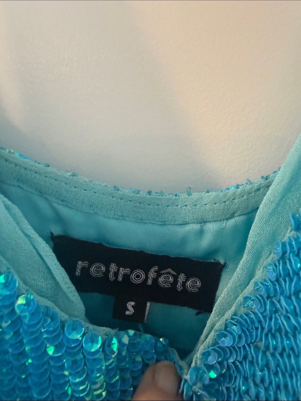 Retrofete Sparkling Teal Slip Dress with Cowl Neck - Unbranded